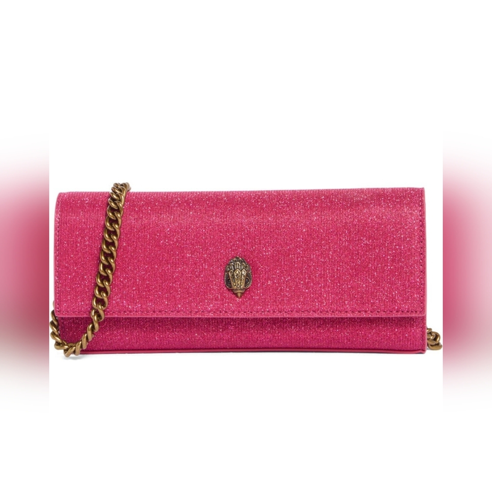 Kurt Geiger Pink Glitter Chain Clutch